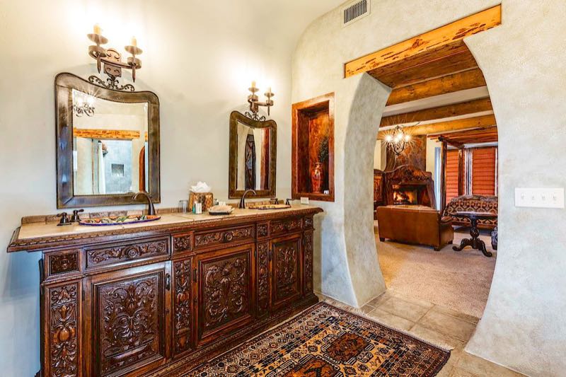 Sagebrush villa carved wood vanity