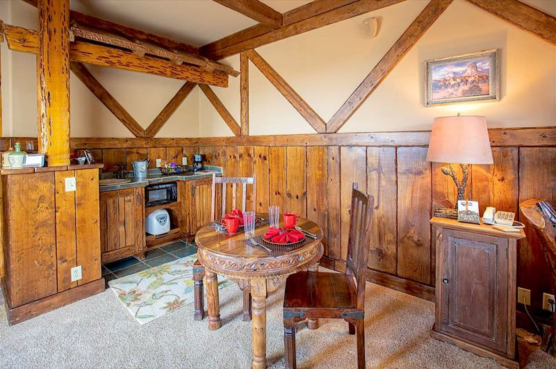 Timbers villa kitchenette framed in local timber